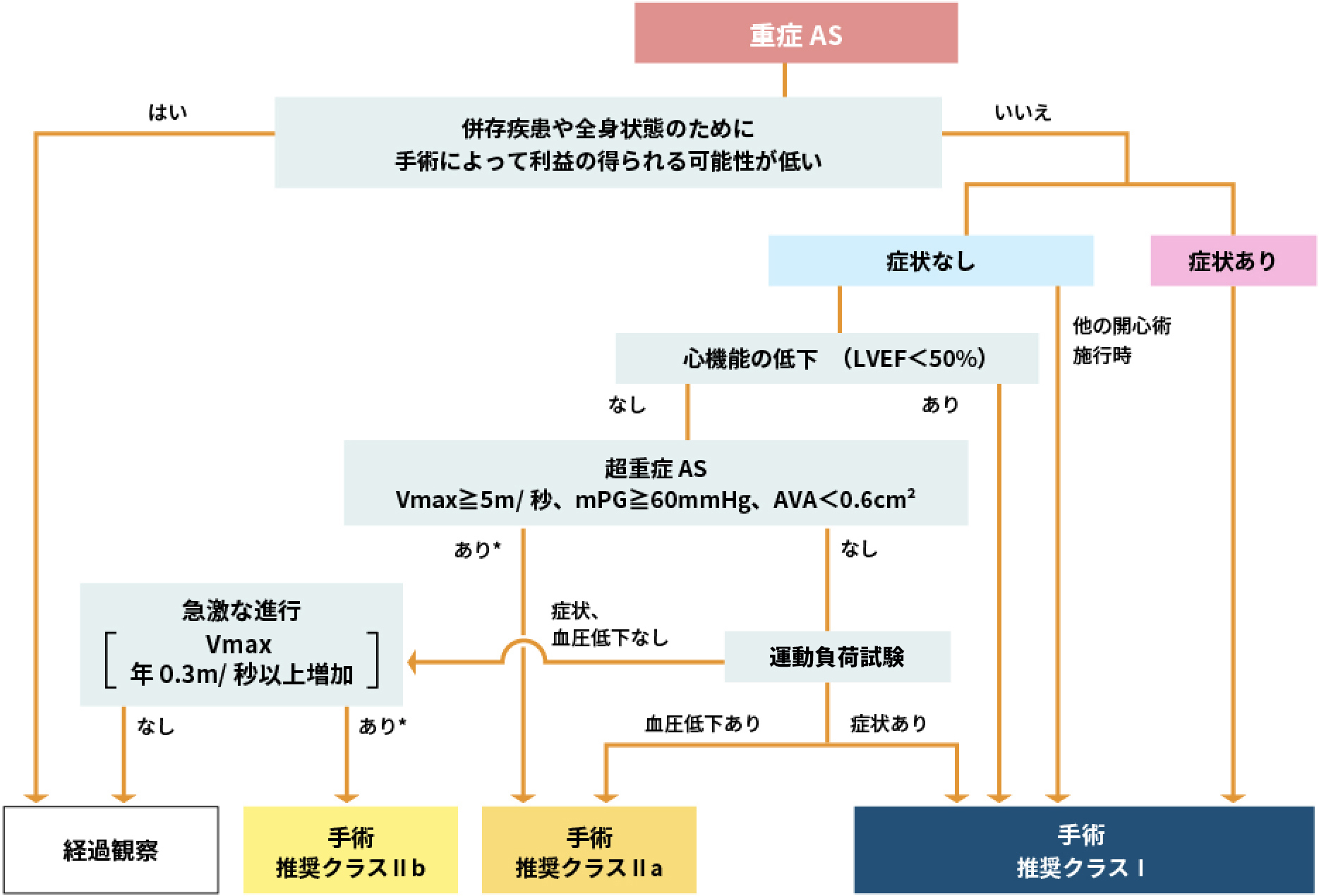 重症AS（大動脈弁狭窄症）のフローチャート