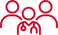 Icon representing a doctor standing with patients